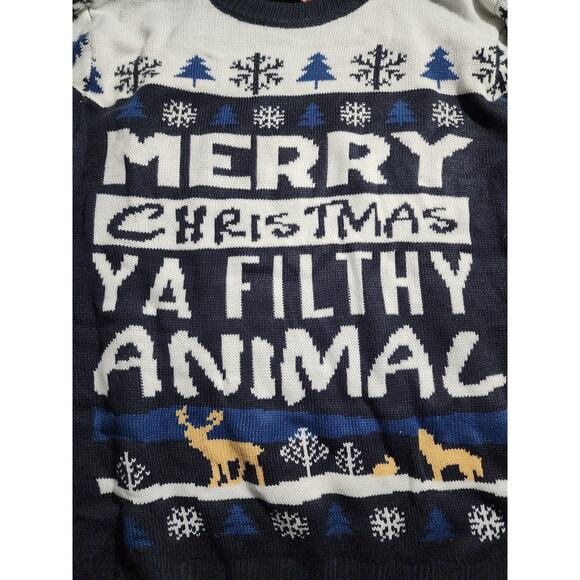 Merry Christmas Ya Filthy Animal Ugly Christmas Unisex Sweater XL - Picture 5 of 9